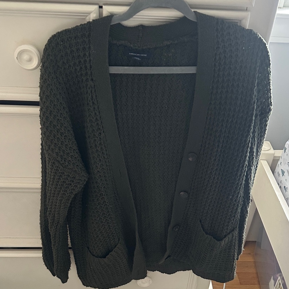 American Eagle Outfitters Women's Dark Green Cardigan
